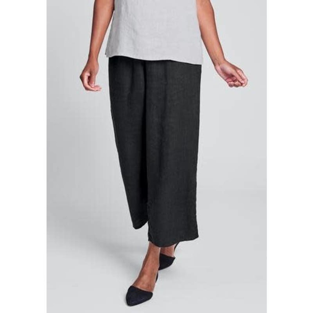 FLAX Lagenlook Wide Leg Elastic Waist Linen Pant L